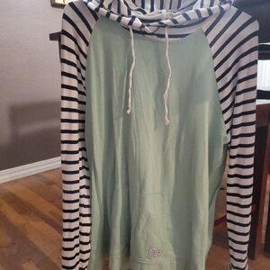 Orvis Green and  blue and white Striped Hoodie